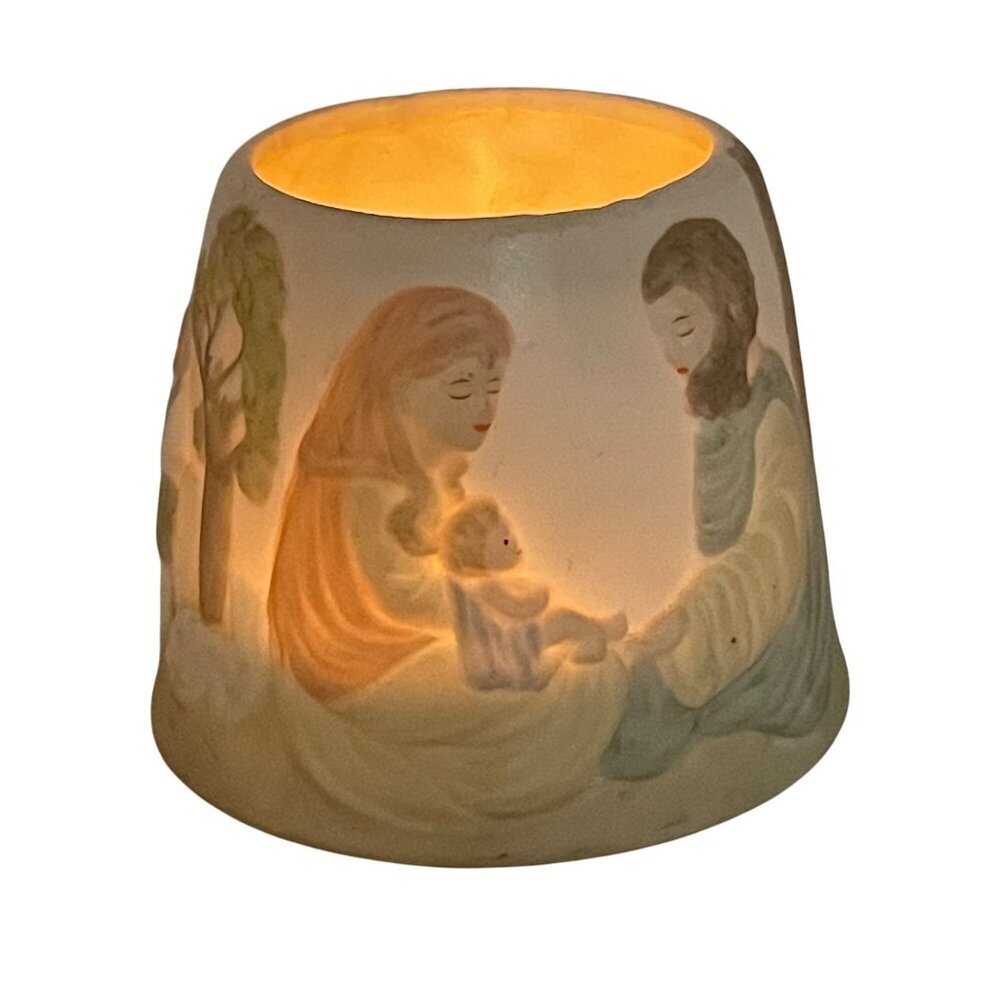 Vintage 80’s Lefton Christopher Collection Nativity Candle Holder Lund’s Lites